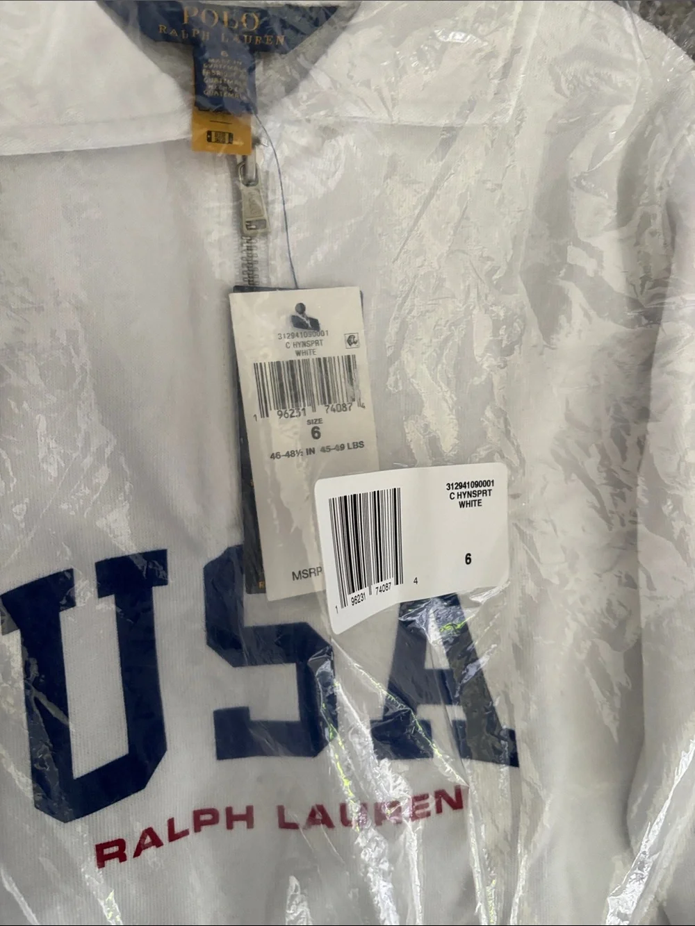 Kids Ralph Lauren White Pullover with Navy USA and Red Logo - Picture 2 of 7